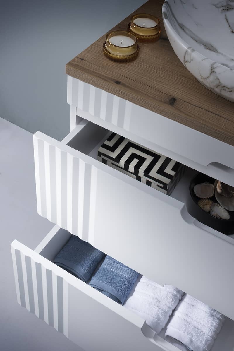 Pastatoma vonios spintelė su praustuvu 826A FIJI WHITE