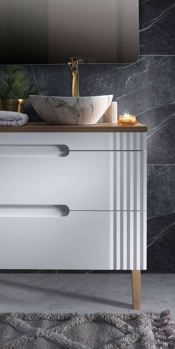 Pastatoma vonios spintelė su praustuvu 826A FIJI WHITE