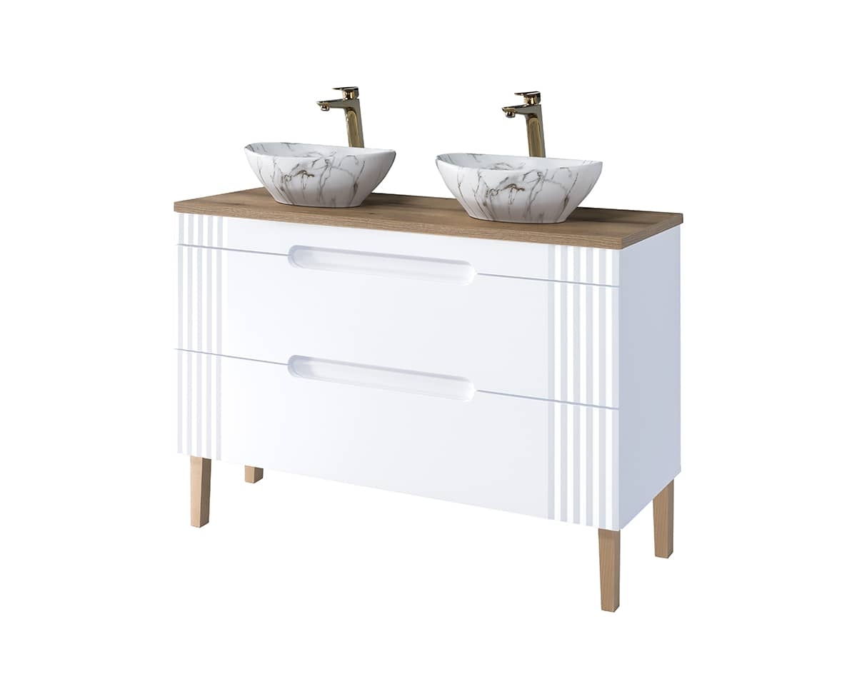 Pastatoma vonios spintelė su praustuvais 822A FIJI WHITE