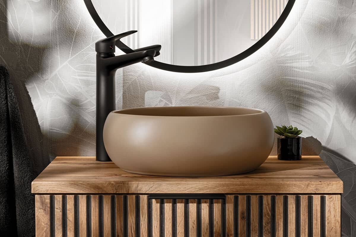 Pastatomas praustuvas VIKI, kapučino, 36x36x12 cm