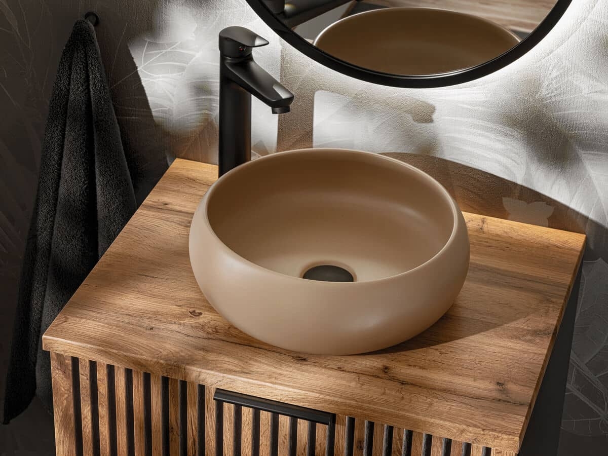 Pastatomas praustuvas VIKI, kapučino, 36x36x12 cm