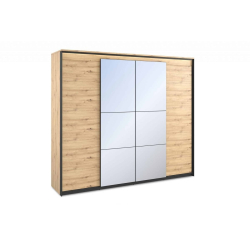 Keturių durų spinta su veidrodžiais HURI, su LED apšvietimu, 250x63x221 cm