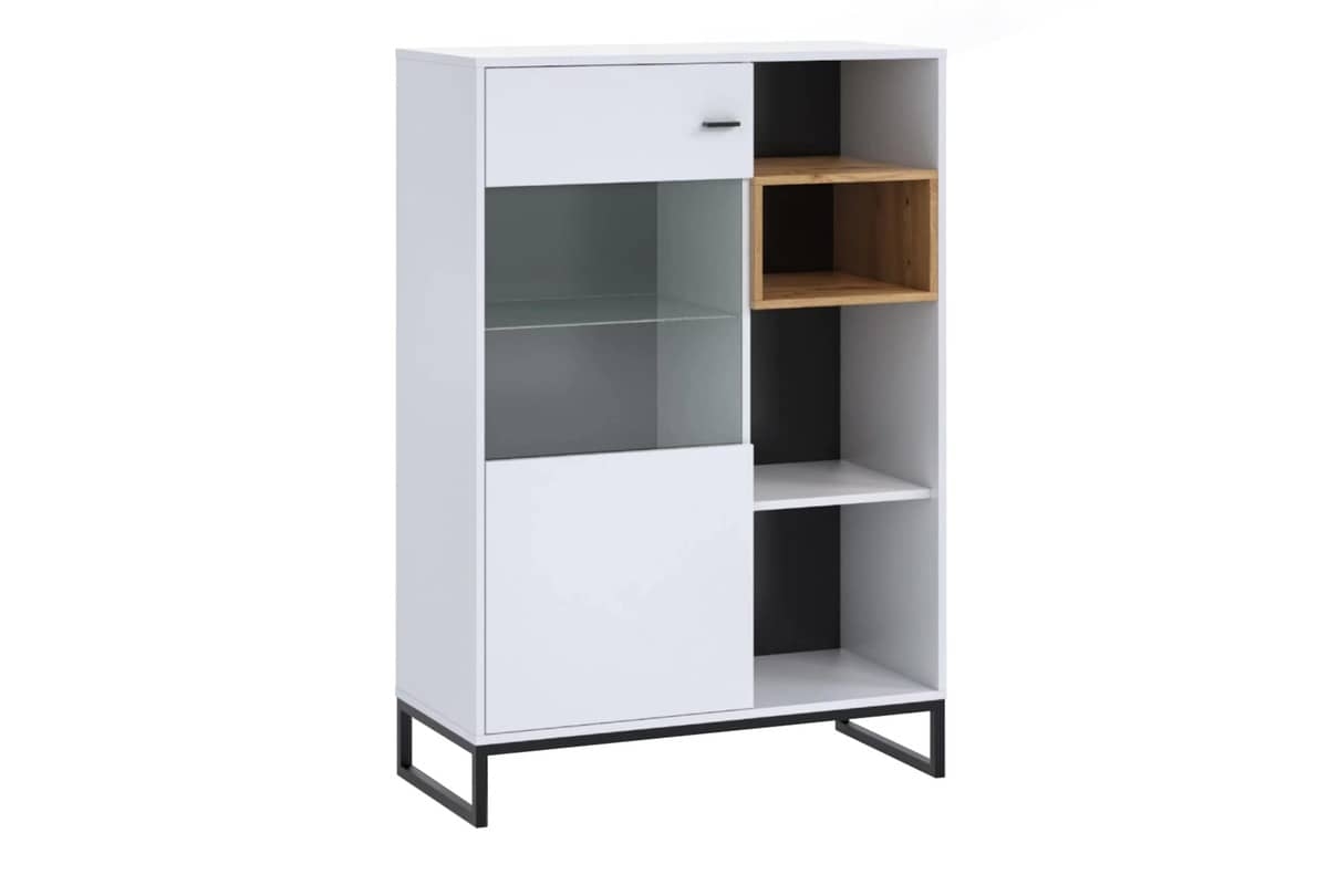 Vitrina PERLY, balta, 90x40x130 cm