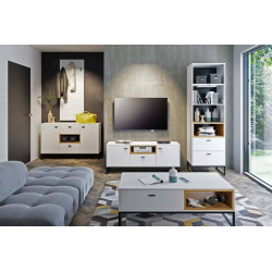 Vitrina PERLY, balta, 60x40x202 cm