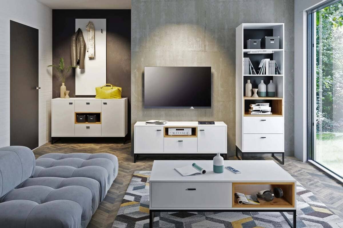 Vitrina PERLY, balta, 60x40x202 cm