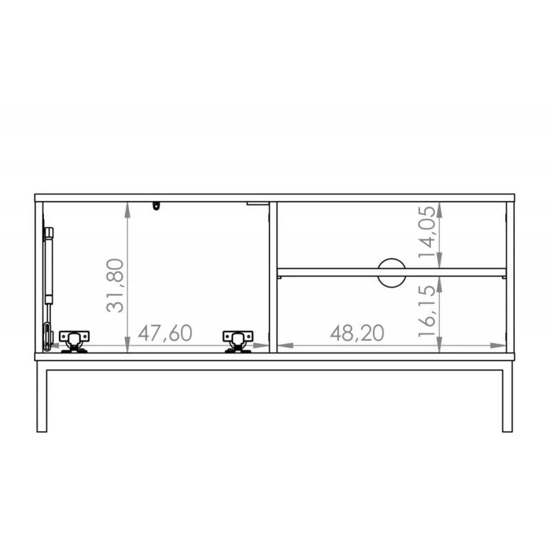 TV staliukas ERIS, baltas, 101x41x50 cm