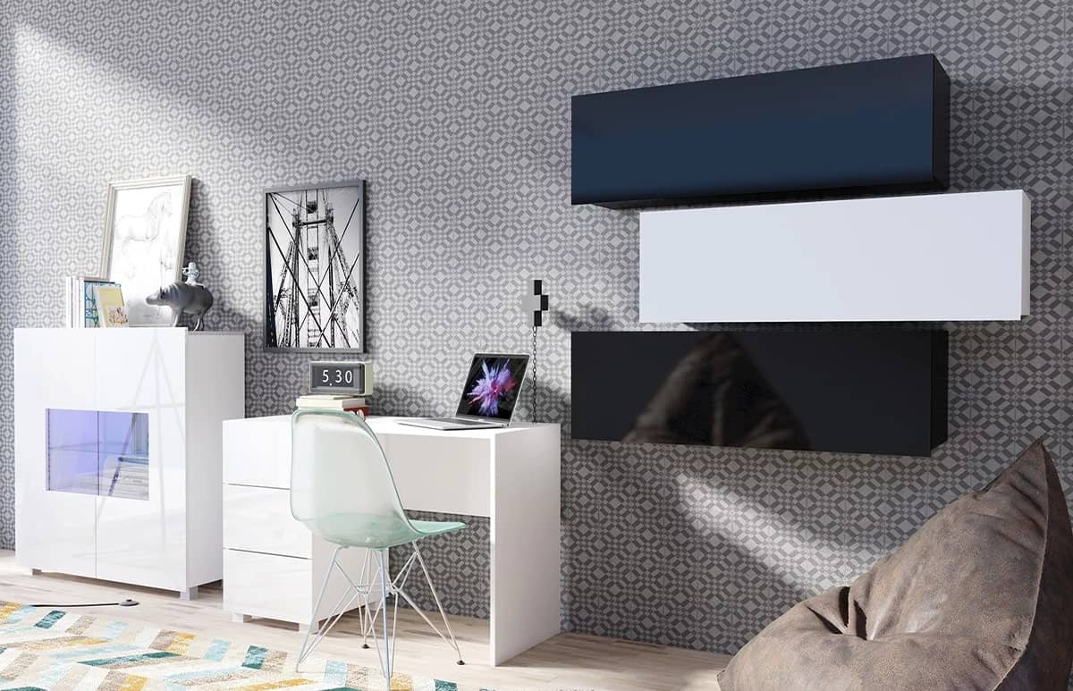 Vitrina PAVA, balta, 100x35x107 cm