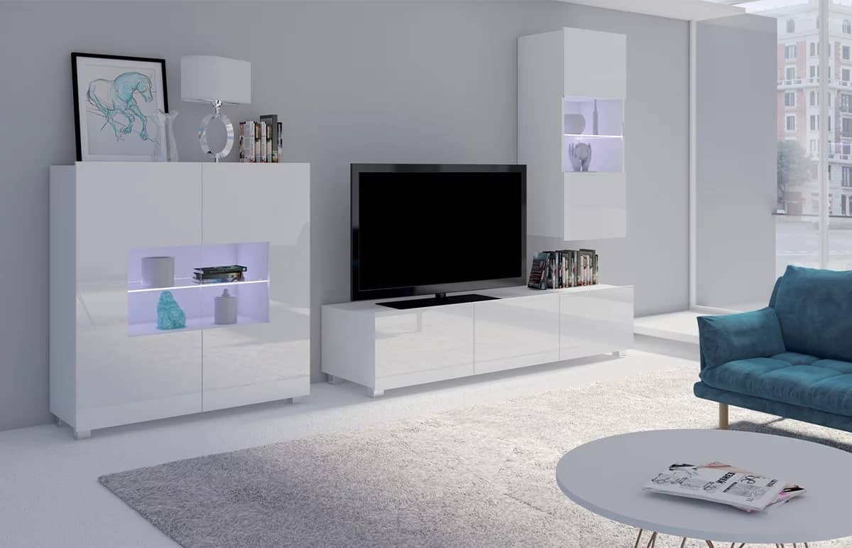 Vitrina PAVA, balta, 100x35x107 cm