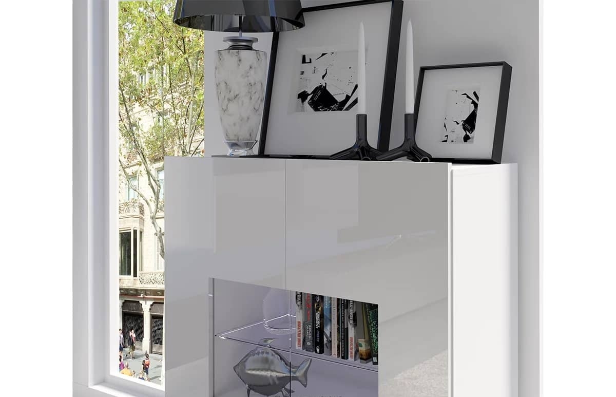 Vitrina PAVA, balta, 100x35x107 cm