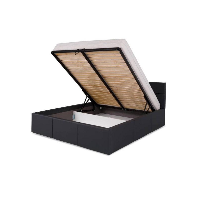 Lova 160 cm PAVA su pat. dėže, pilka, 175x215x92 cm