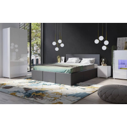 Lova 160 cm PAVA su pat. dėže, pilka, 175x215x92 cm