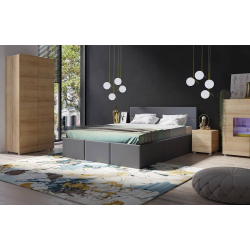 Lova 160 cm PAVA su pat. dėže, pilka, 175x215x92 cm