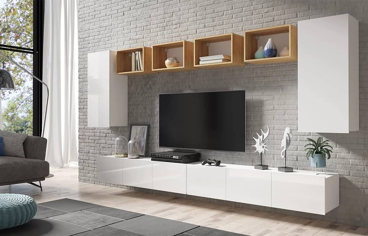 Pakabinama lentyna PAVA, ąžuolo/balta, 50x30x33 cm