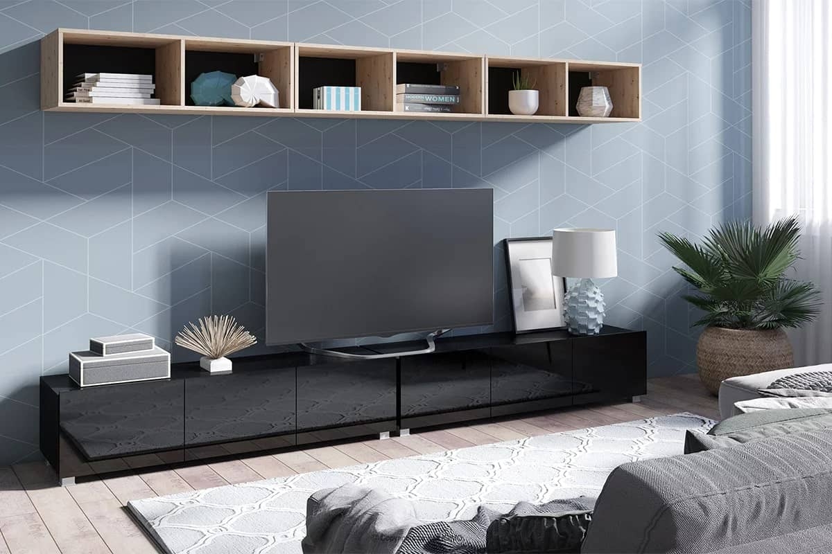 Pakabinama lentyna PAVA, ąžuolo/juoda, 100x41x31 cm