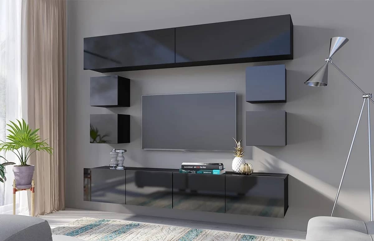 Pakabinama spintelė PAVA, juoda, 34x32x34 cm