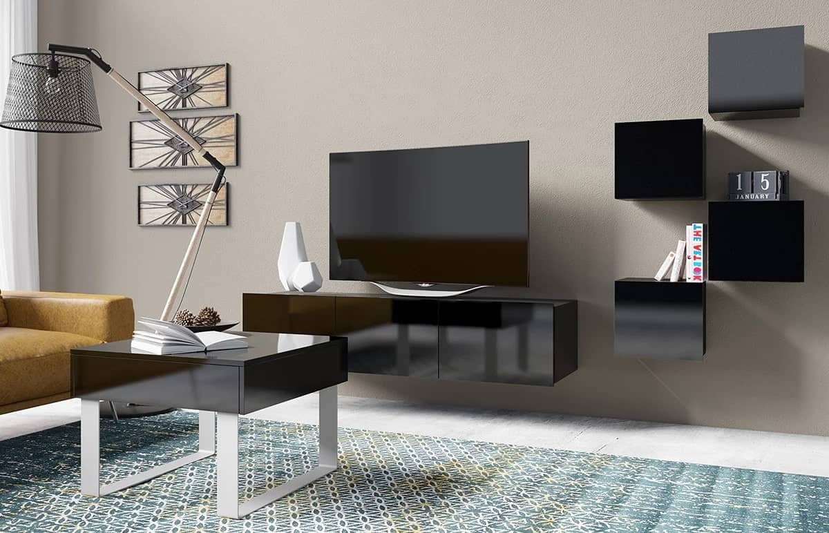 Pakabinama spintelė PAVA, juoda, 34x32x34 cm