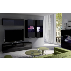 TV staliukas PAVA, juodas, 150x43x37 cm