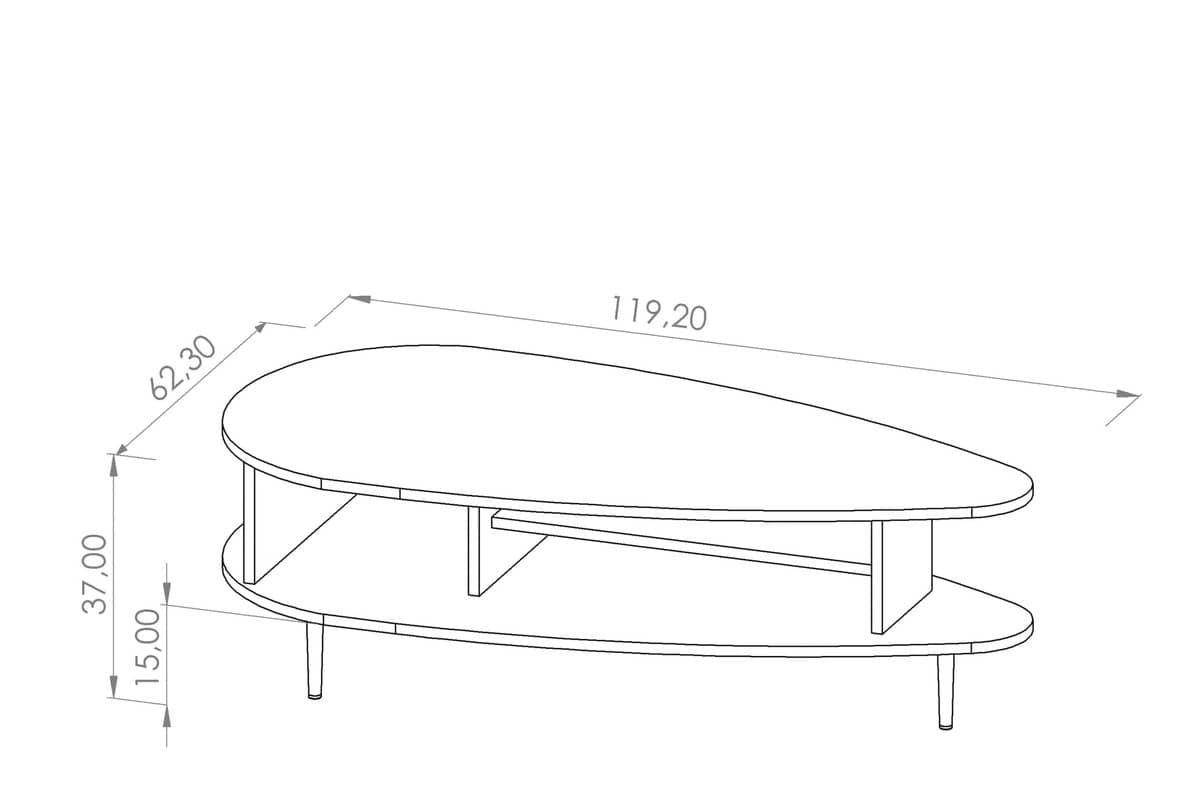 Žurnalinis staliukas CHRISTI, 119x62x37 cm