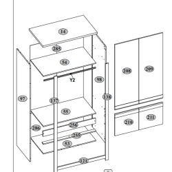 Keturių durų spinta SKELA, 106x60x210 cm