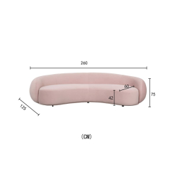 Sofa NUA, rožinė, 260x125x75 cm