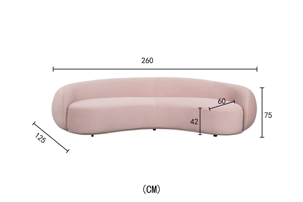 Sofa NUA, rožinė, 260x125x75 cm
