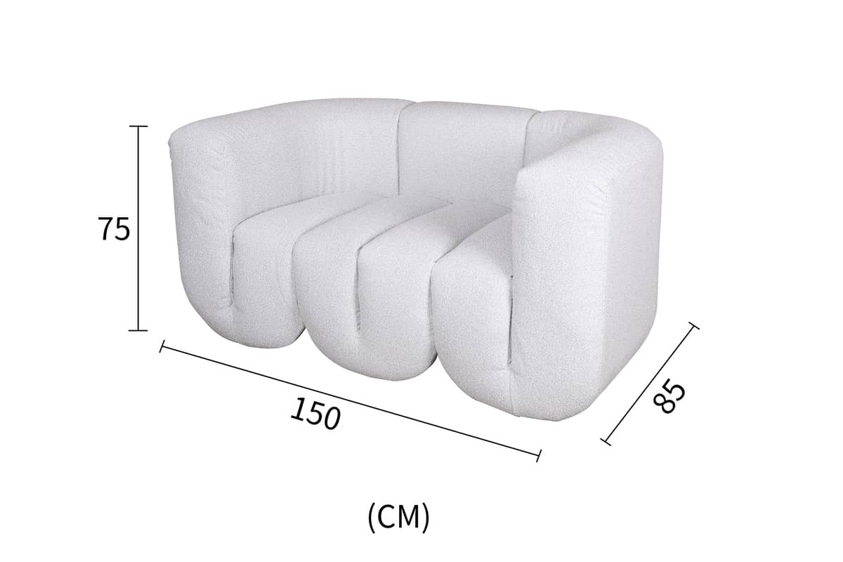 Sofa NUA, pilka-balta, 150x85x75 cm