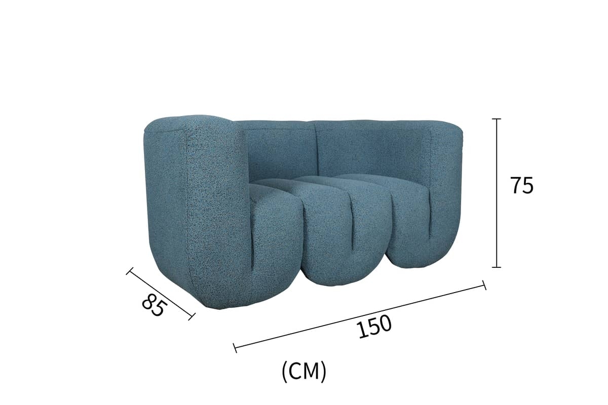 Sofa NUA, mėlyna-juoda, 150x85x75 cm