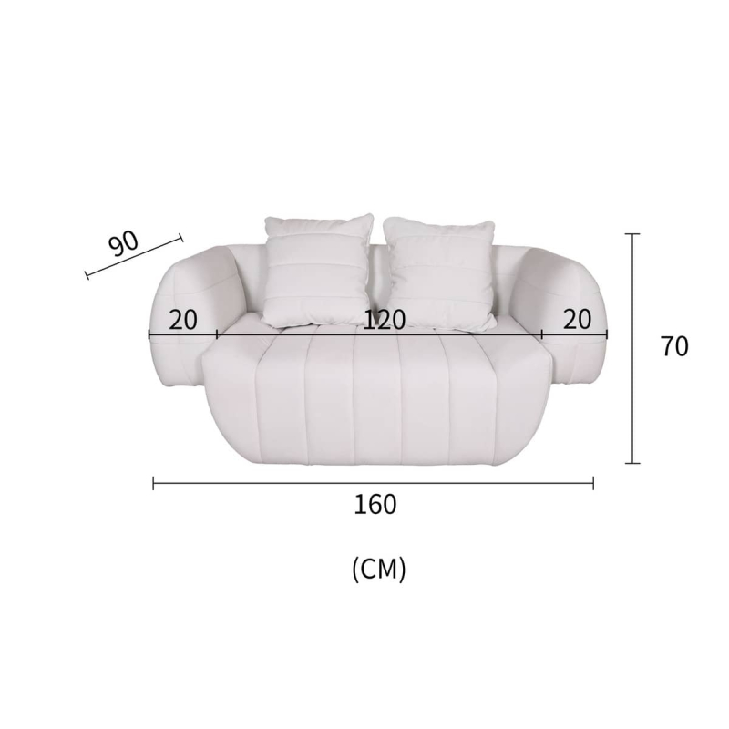 Sofa NUA, balta, 160x90x70 cm