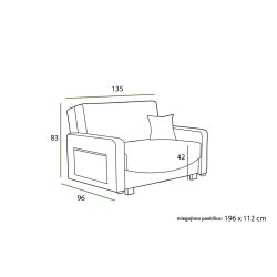 Sofa INCU, pilka, 135x96x83 cm