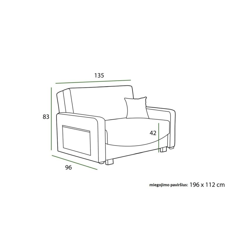 Sofa INCU, pilka, 135x96x83 cm