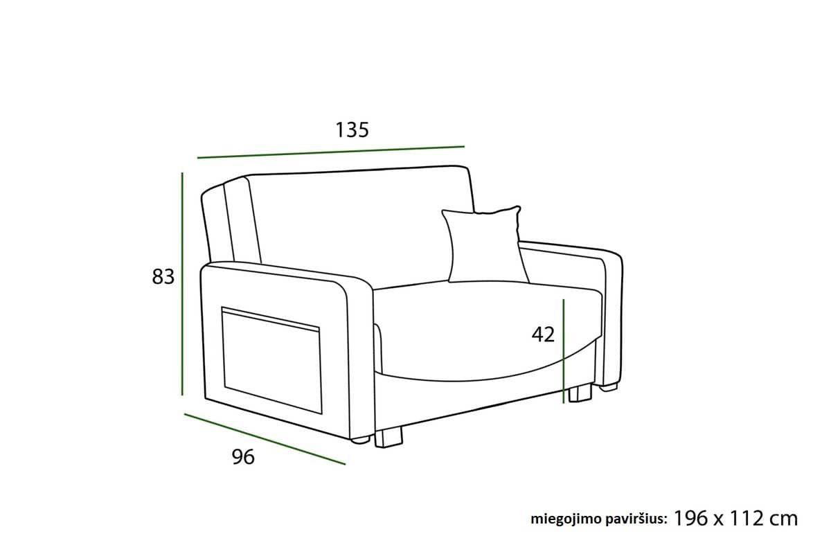 Sofa INCU, pilka, 135x96x83 cm