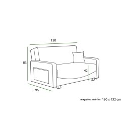 Sofa INCU, pilka, 150x96x83 cm