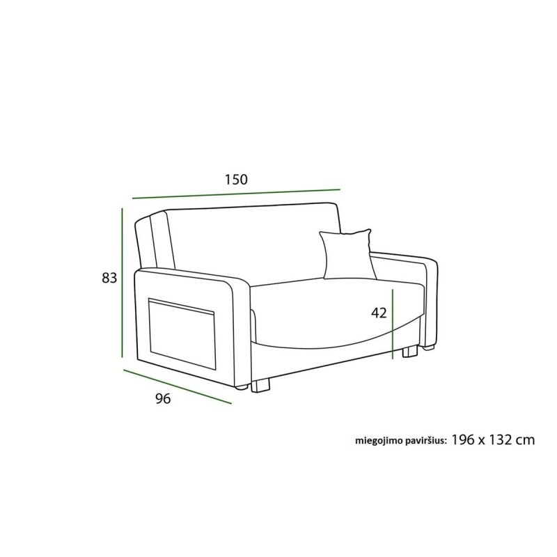 Sofa INCU, pilka, 150x96x83 cm