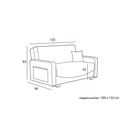 Sofa INCU, turkio, 150x96x83 cm