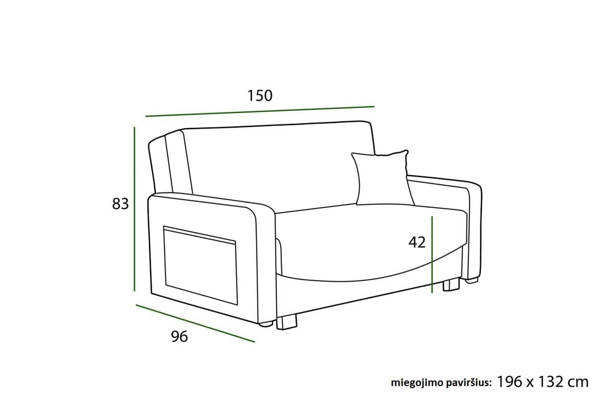 Sofa INCU, turkio, 150x96x83 cm