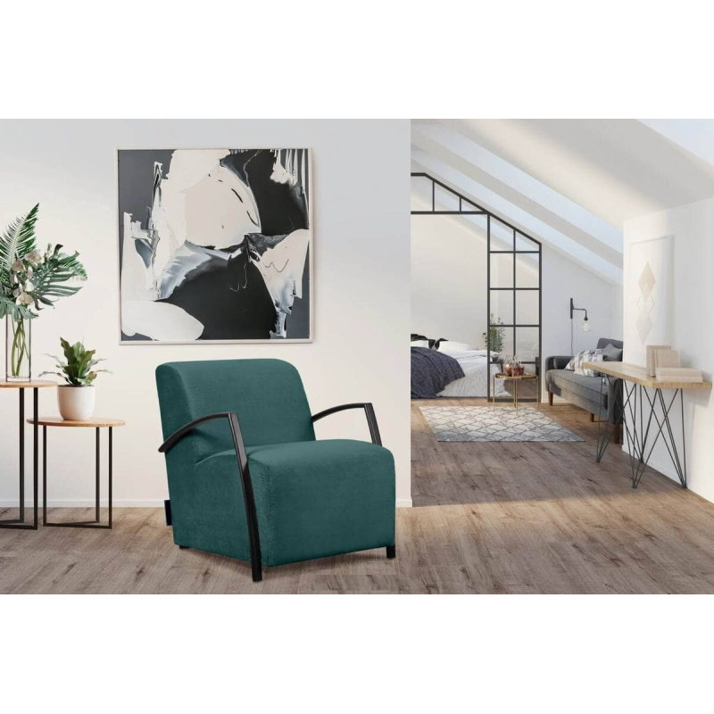 Fotelis CARA, jūros mėlynas, 67x82x76 cm