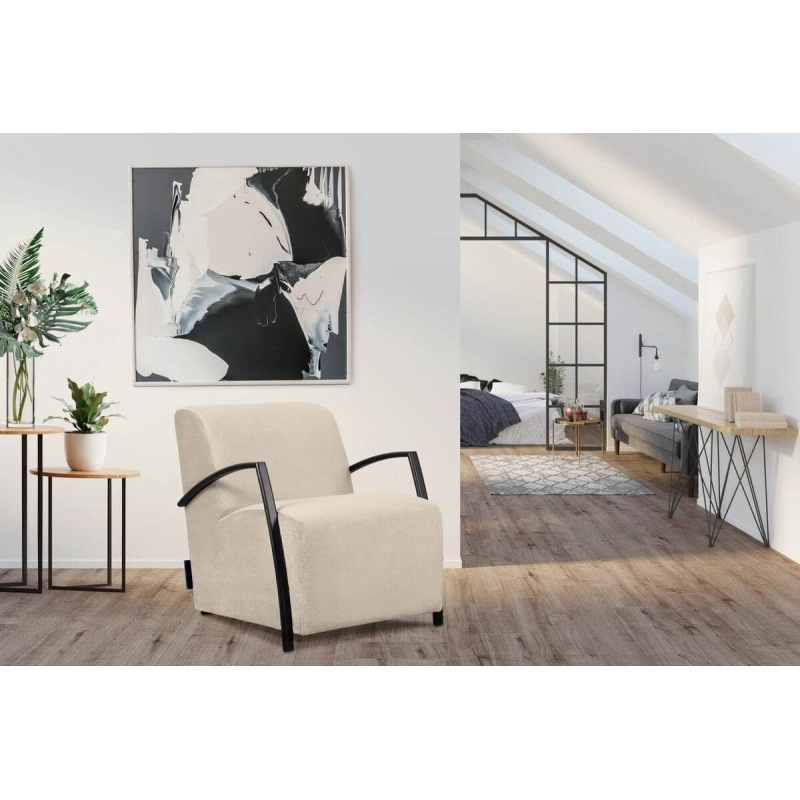 Fotelis CARA, kreminis, 67x82x76 cm