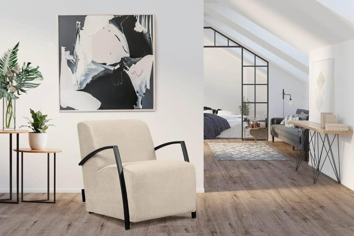 Fotelis CARA, kreminis, 67x82x76 cm