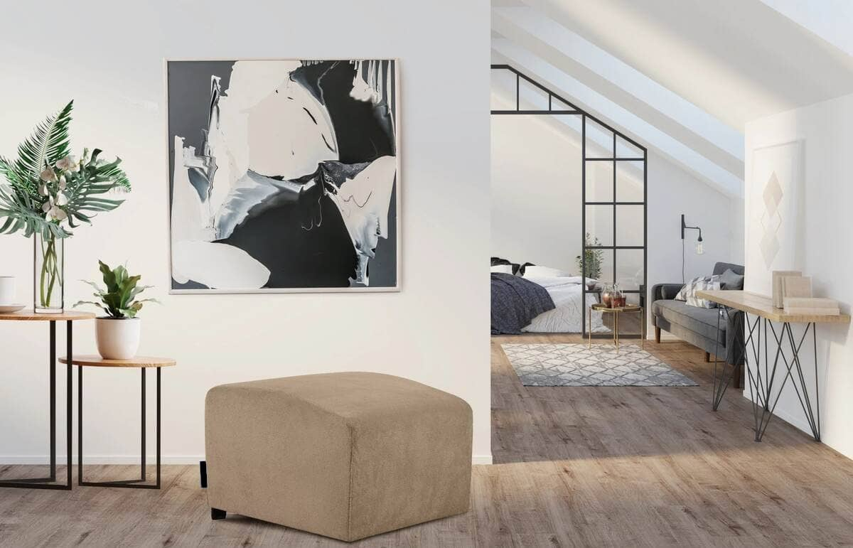 Pufas CARA, smėlio, 60x60x45 cm