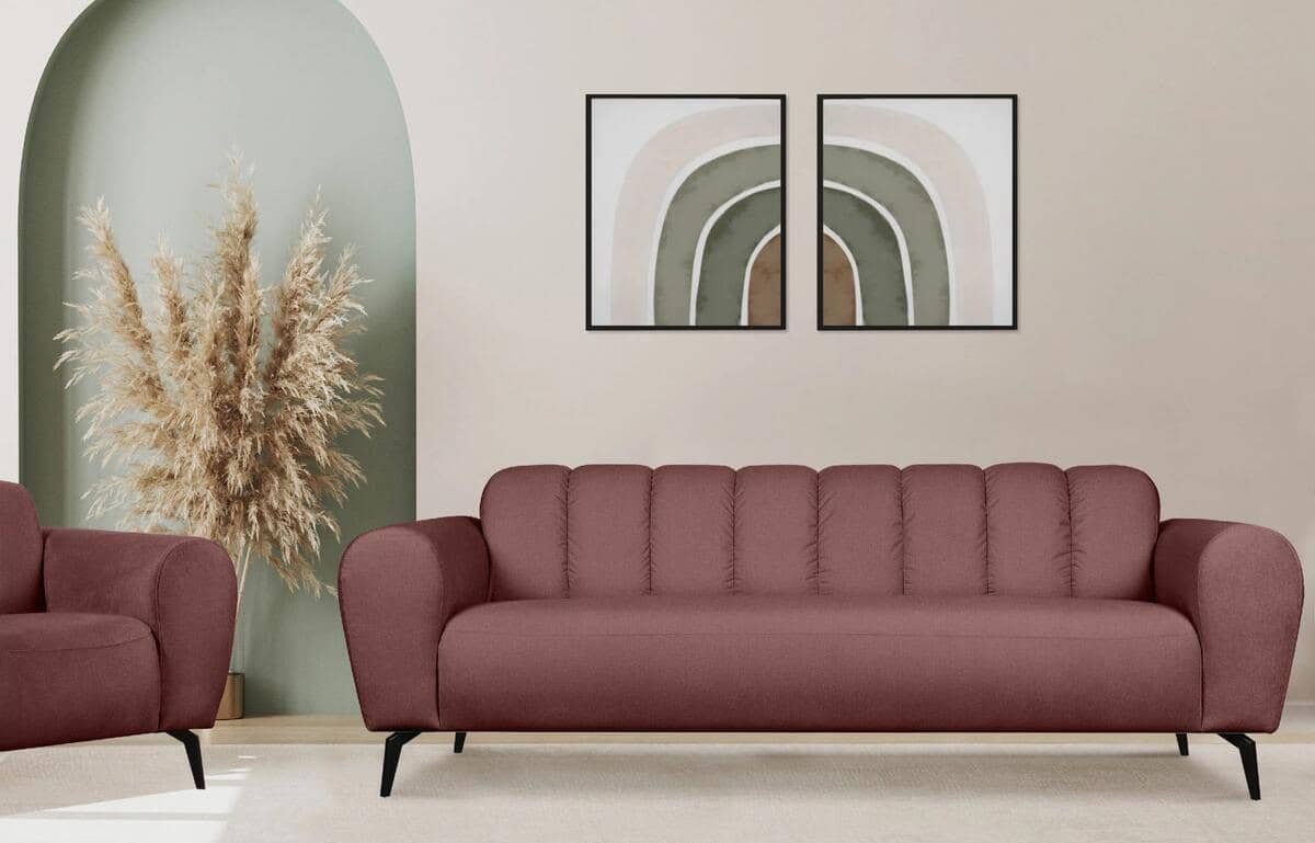 Sofa RUBERI, rožinė, 220x92x78 cm