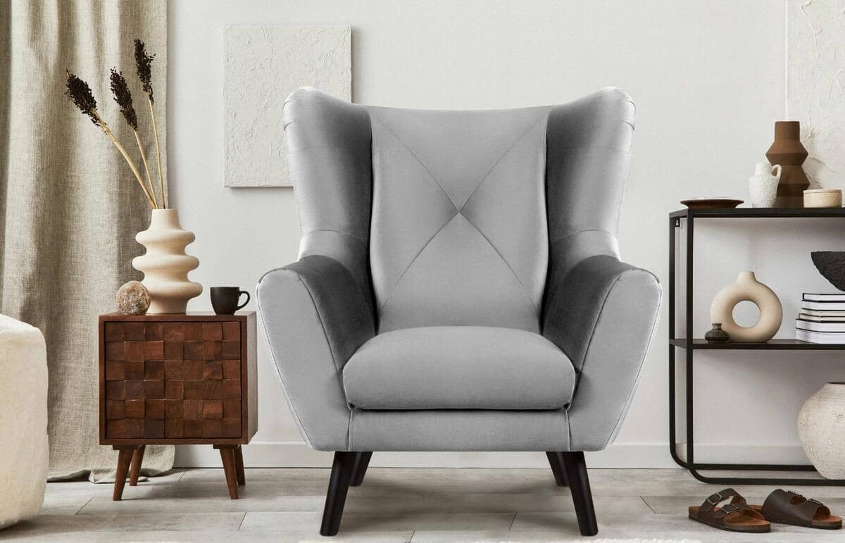 Fotelis MIRU, šviesiai pilkas, 90x100x105 cm