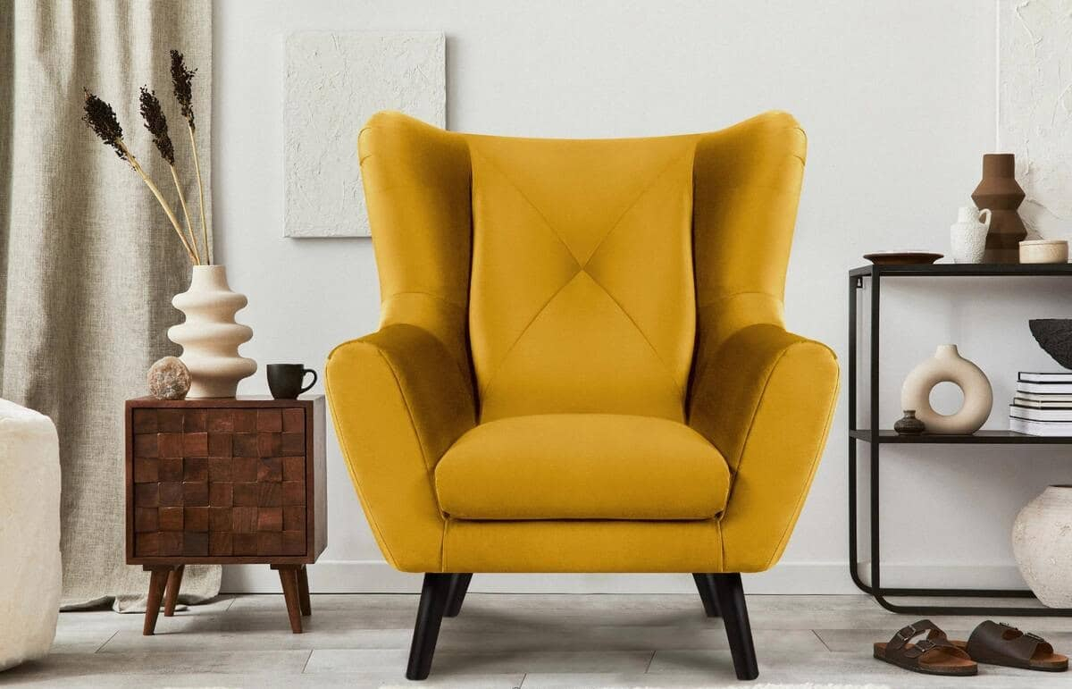 Fotelis MIRU, geltonas, 90x100x105 cm