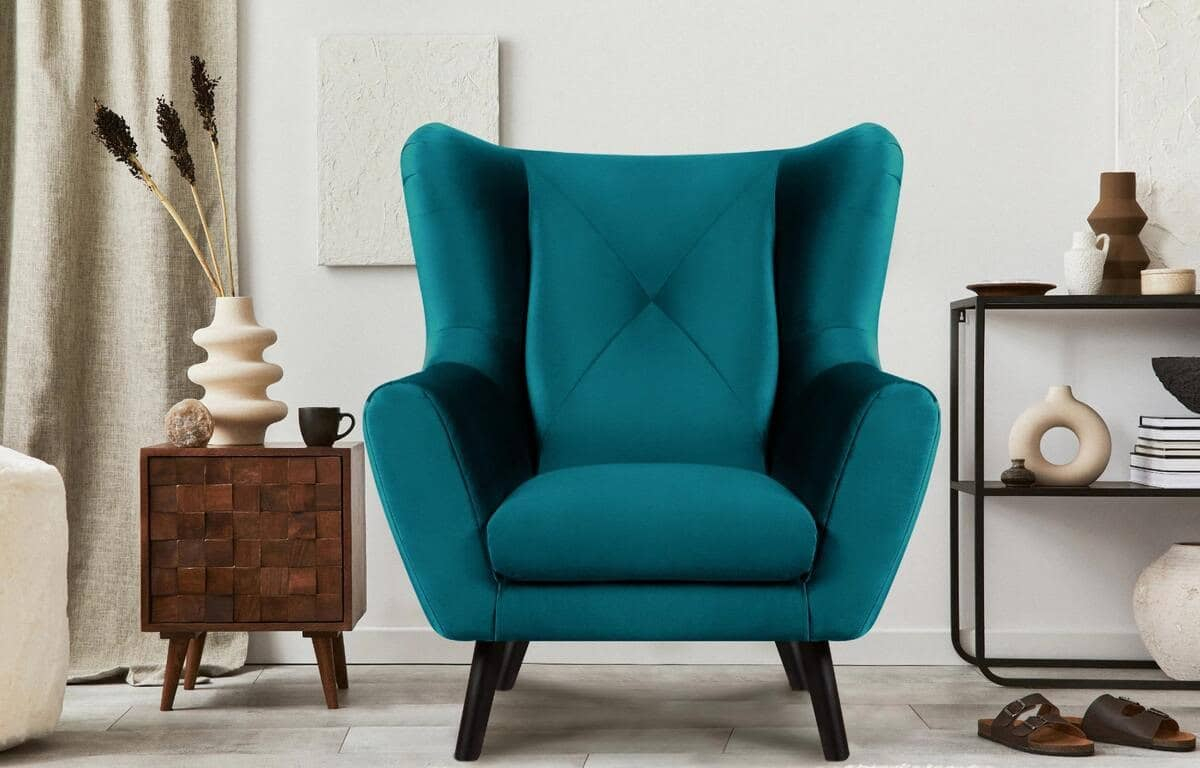 Fotelis MIRU, jūros mėlynas, 90x100x105 cm