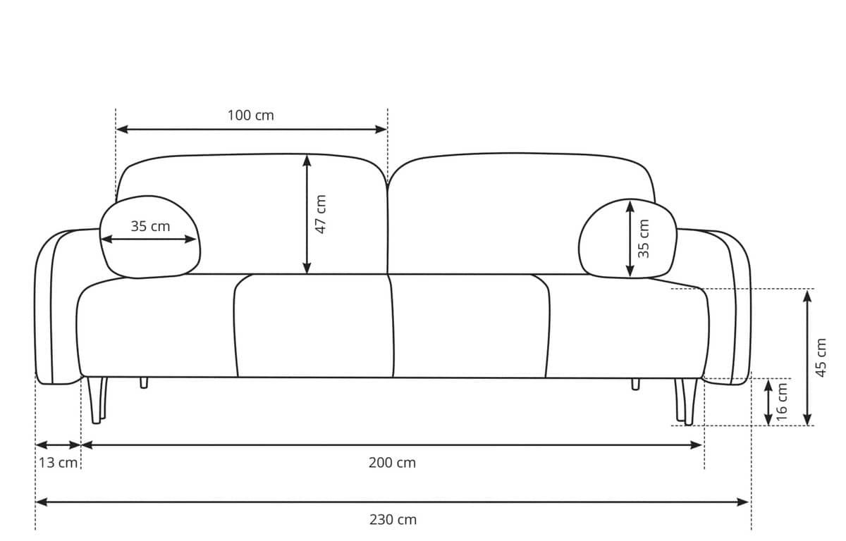 Sofa NUBUS, pilka, 230x102x95 cm