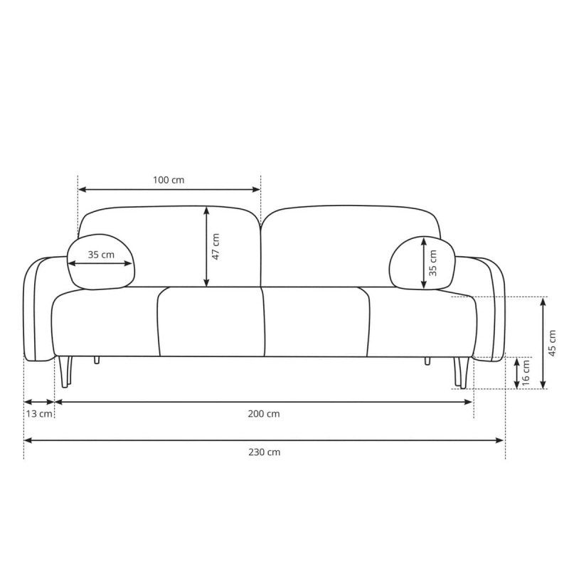 Sofa NUBUS, kreminė, 230x102x95 cm