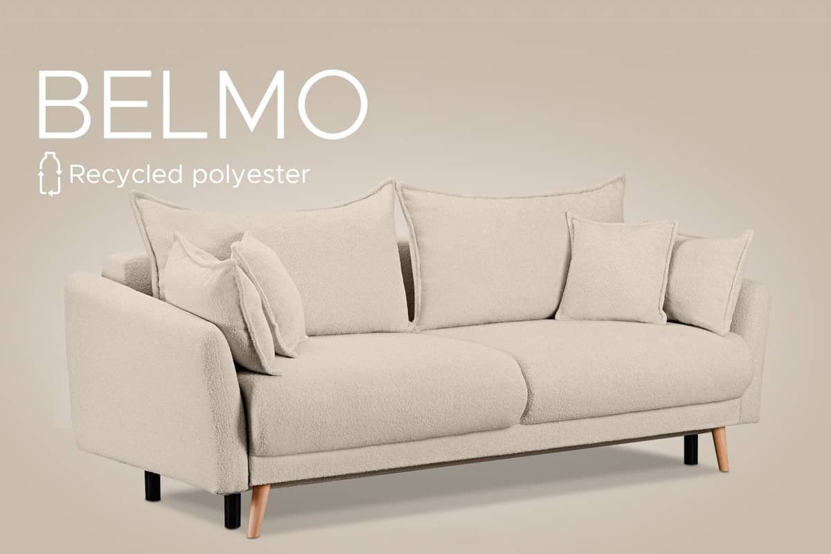 Sofa BELMO, kreminė, 228x95x102 cm