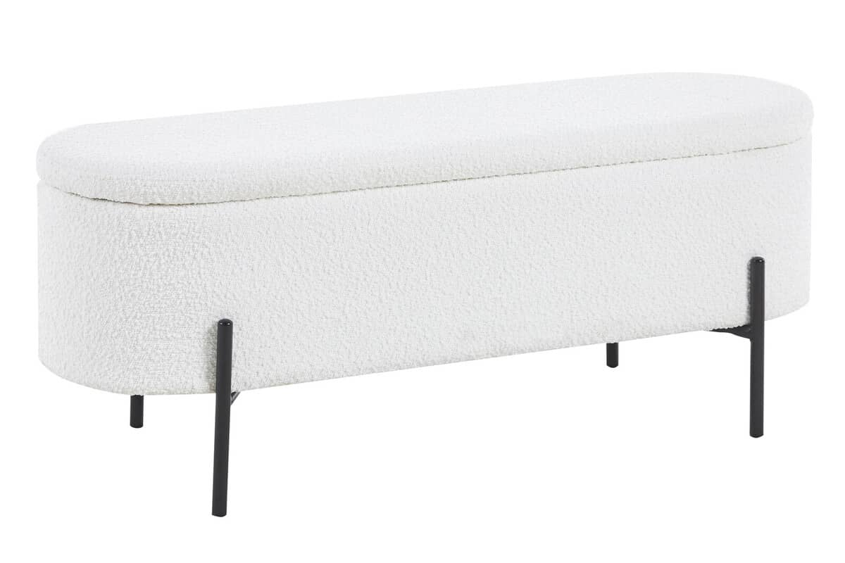 Pufas su daiktadėže SF470, baltas, 110x40x44 cm