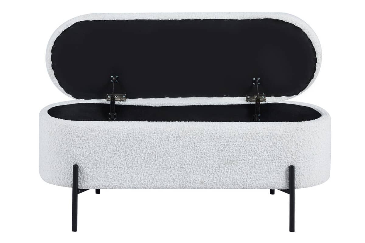 Pufas su daiktadėže SF470, baltas, 110x40x44 cm