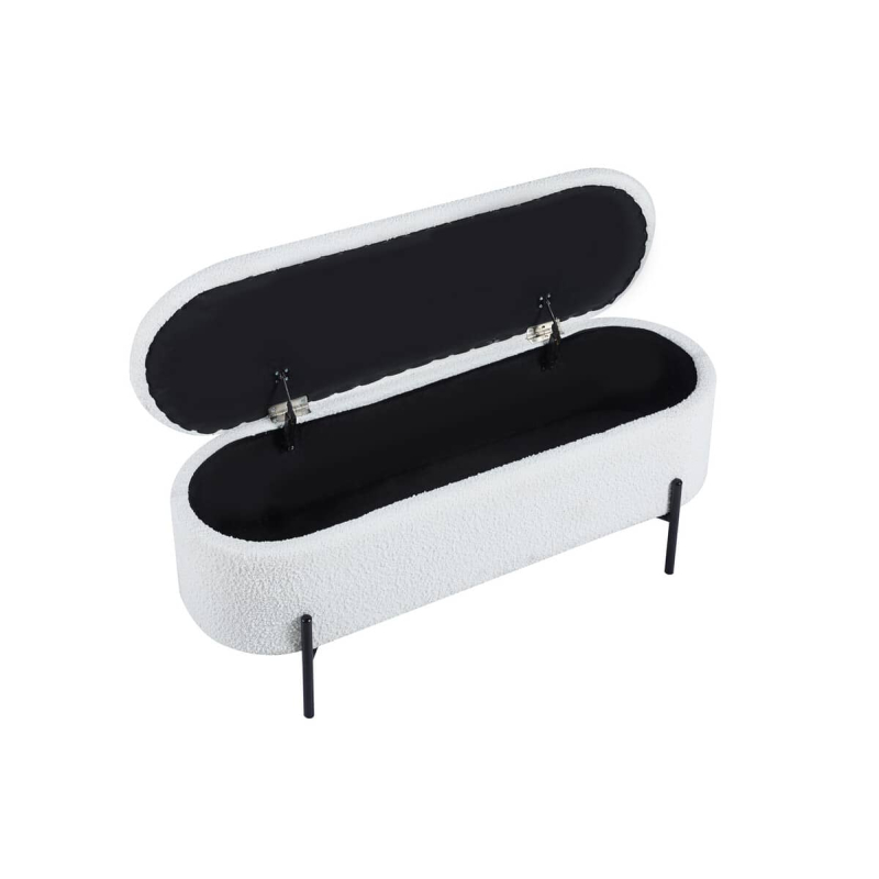 Pufas su daiktadėže SF470, baltas, 110x40x44 cm