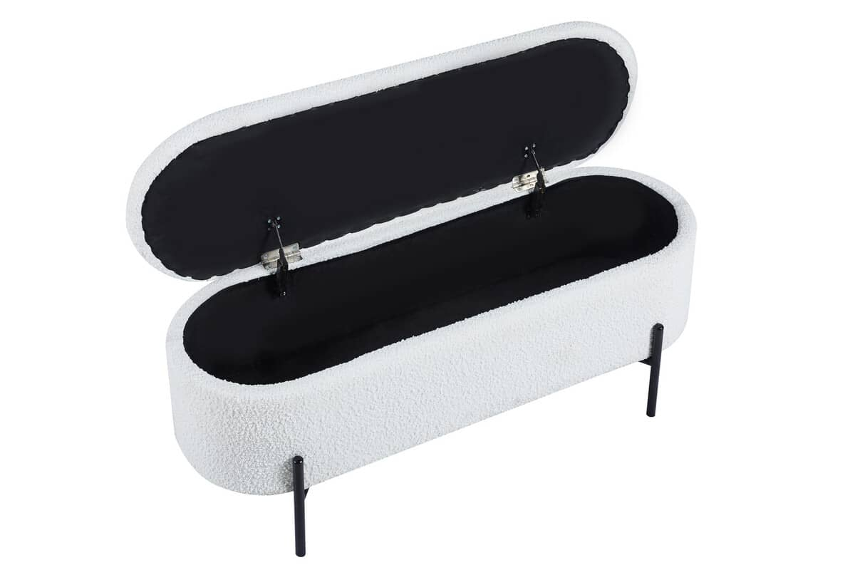 Pufas su daiktadėže SF470, baltas, 110x40x44 cm